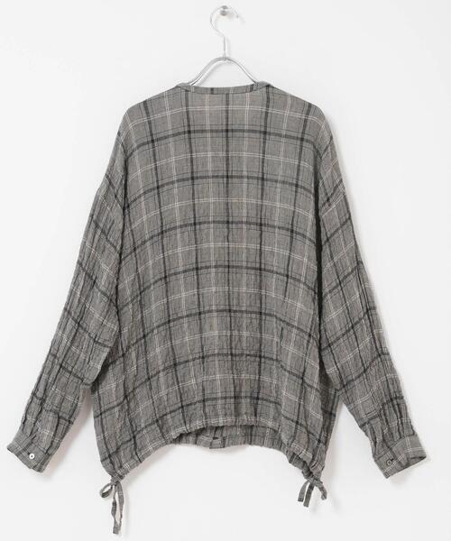 かぐれ（カグレ）の「リネンレーヨンチェックシャツカーディガン（シャツ/ブラウス・レディース・ブラック/ブラック系その他・FREE）」の13枚目の写真