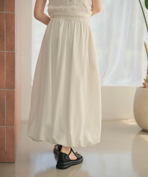 LAULEN(ローレン)の「linen blend balloon long skirt /リネンブレンドバルーンロングスカート(スカート・レディース・ホワイト/ブラック・FREE)」の6枚目の写真