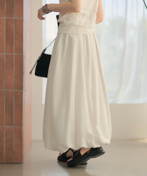 LAULEN(ローレン)の「linen blend balloon long skirt /リネンブレンドバルーンロングスカート(スカート・レディース・ホワイト/ブラック・FREE)」の7枚目の写真