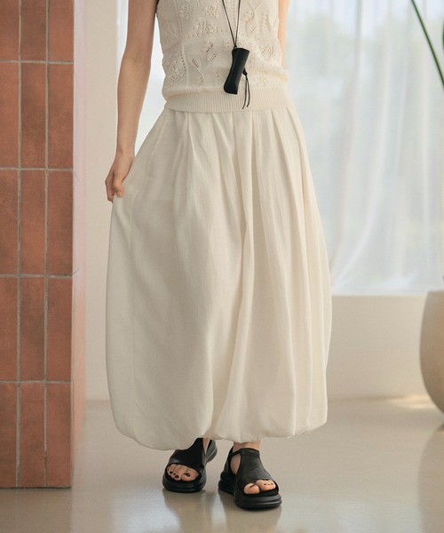 LAULEN(ローレン)の「linen blend balloon long skirt /リネンブレンドバルーンロングスカート(スカート・レディース・ホワイト/ブラック・FREE)」の8枚目の写真