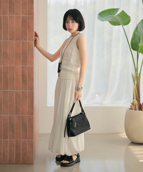 LAULEN(ローレン)の「linen blend balloon long skirt /リネンブレンドバルーンロングスカート(スカート・レディース・ホワイト/ブラック・FREE)」の10枚目の写真