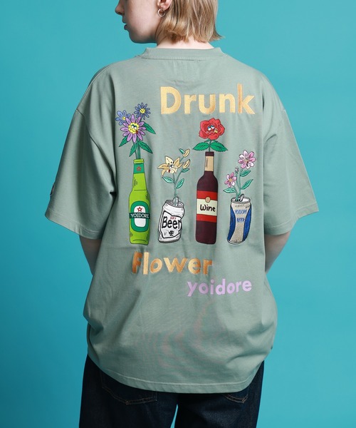 CORPUS SELECT(コーパストーキョー)の「【YOIDORE/酔いどれ】酔っ払い フラワーTEE(Tシャツ/カットソー・メンズ・ブラック/ホワイト/グリーン・S/M/L/XL)」の3枚目の写真