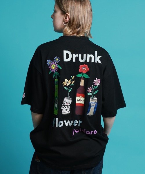 CORPUS SELECT(コーパストーキョー)の「【YOIDORE/酔いどれ】酔っ払い フラワーTEE(Tシャツ/カットソー・メンズ・ブラック/ホワイト/グリーン・S/M/L/XL)」の1枚目の写真