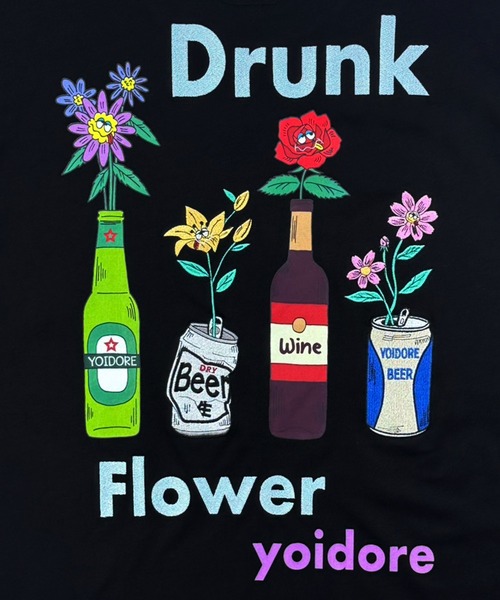 CORPUS SELECT(コーパストーキョー)の「【YOIDORE/酔いどれ】酔っ払い フラワーTEE(Tシャツ/カットソー・メンズ・ブラック/ホワイト/グリーン・S/M/L/XL)」の12枚目の写真