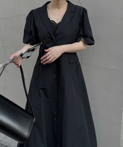 WILLFULLY(ウィルフリー)の「hem balloon tailored jacket like OP(ワンピース・レディース・ブラック/アイボリー・FREE)」の12枚目の写真