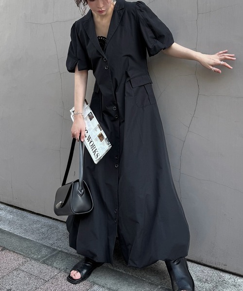 WILLFULLY(ウィルフリー)の「hem balloon tailored jacket like OP(ワンピース・レディース・ブラック/アイボリー・FREE)」の13枚目の写真