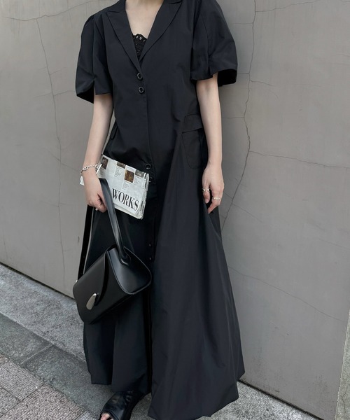WILLFULLY(ウィルフリー)の「hem balloon tailored jacket like OP(ワンピース・レディース・ブラック/アイボリー・FREE)」の4枚目の写真