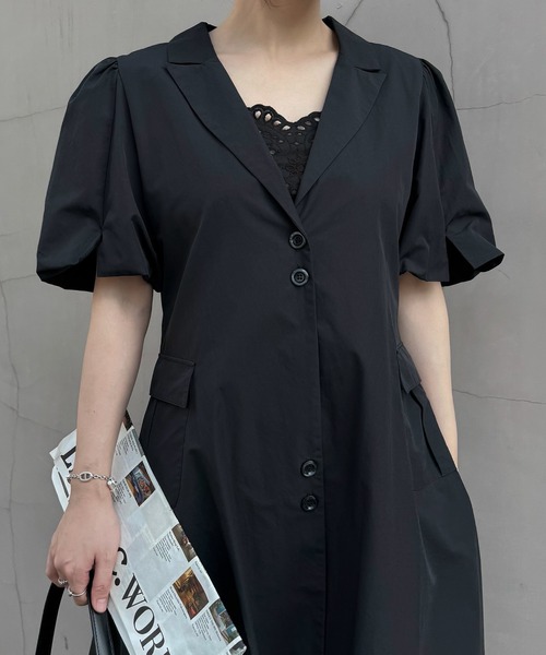 WILLFULLY(ウィルフリー)の「hem balloon tailored jacket like OP(ワンピース・レディース・ブラック/アイボリー・FREE)」の5枚目の写真