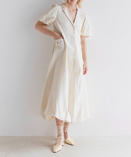 WILLFULLY(ウィルフリー)の「hem balloon tailored jacket like OP(ワンピース・レディース・ブラック/アイボリー・FREE)」の9枚目の写真
