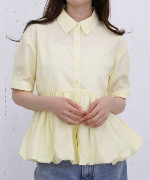archives(アルシーヴ)の「【ONかわ】ハーフスリーブバルーンペプラムシャツ(シャツ/ブラウス・レディース・イエロー/ピンク/ブルー・MEDIUM)」の3枚目の写真