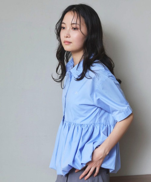archives(アルシーヴ)の「【ONかわ】ハーフスリーブバルーンペプラムシャツ(シャツ/ブラウス・レディース・イエロー/ピンク/ブルー・MEDIUM)」の5枚目の写真