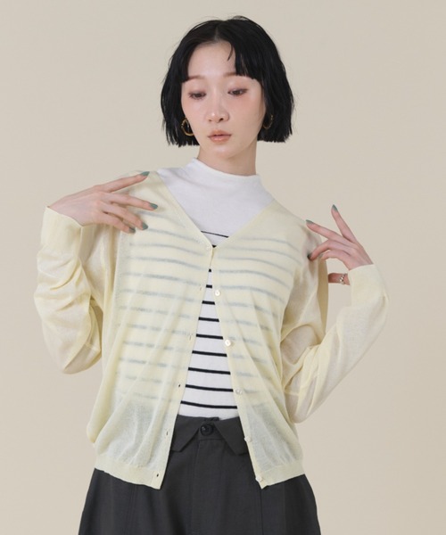 FMiBL（ファミル）の「シアーVネックカーディガン（カーディガン/ボレロ・レディース・ブラック/ブルー/イエロー/ホワイト・FREE）」の22枚目の写真
