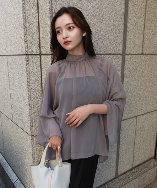 ORGUE(オルグ)の「Chiffon flare blouse/シフォンフレアブラウス(シャツ/ブラウス・レディース・チャコールグレー/ミント・FREE)」の12枚目の写真