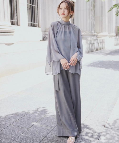 ORGUE(オルグ)の「Chiffon flare blouse/シフォンフレアブラウス(シャツ/ブラウス・レディース・チャコールグレー/ミント・FREE)」の9枚目の写真