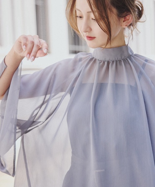 ORGUE(オルグ)の「Chiffon flare blouse/シフォンフレアブラウス(シャツ/ブラウス・レディース・チャコールグレー/ミント・FREE)」の8枚目の写真