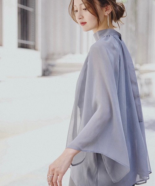 ORGUE(オルグ)の「Chiffon flare blouse/シフォンフレアブラウス(シャツ/ブラウス・レディース・チャコールグレー/ミント・FREE)」の7枚目の写真