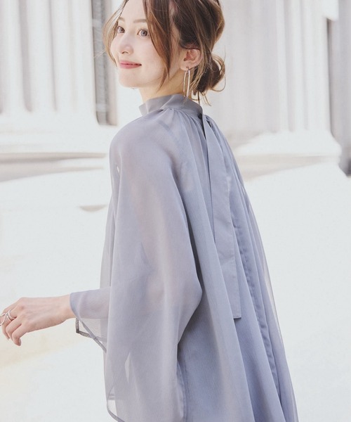 ORGUE(オルグ)の「Chiffon flare blouse/シフォンフレアブラウス(シャツ/ブラウス・レディース・チャコールグレー/ミント・FREE)」の4枚目の写真