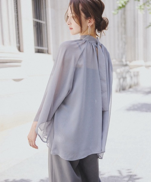 ORGUE(オルグ)の「Chiffon flare blouse/シフォンフレアブラウス(シャツ/ブラウス・レディース・チャコールグレー/ミント・FREE)」の3枚目の写真