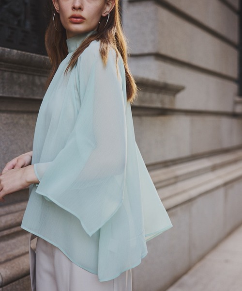 ORGUE(オルグ)の「Chiffon flare blouse/シフォンフレアブラウス(シャツ/ブラウス・レディース・チャコールグレー/ミント・FREE)」の13枚目の写真
