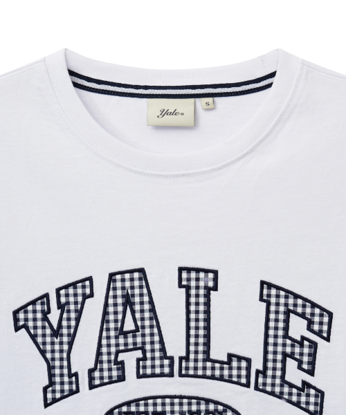 YALE(イェール)の「ウィメンズシアサーカーチェックツートンアーチTシャツ_ホワイト(Tシャツ/カットソー・レディース・その他・SMALL/MEDIUM/LARGE)」の3枚目の写真