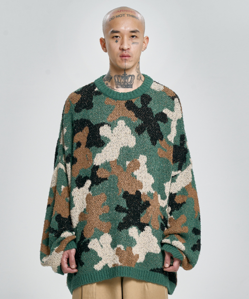 AJOBYAJO（アジョバイアジョ）の「Teddy Bear Camouflage Knit Sweater [KHAKI]（ニット/セーター・メンズ・その他・LARGE/X-LARGE）」の6枚目の写真