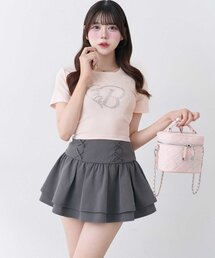 【Belle Charme】Back Ribbon Glitter Logo Tee