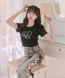Belle Charme】Logo Pocket Rib Blouson（Tシャツ/カットソー）｜OLIVE