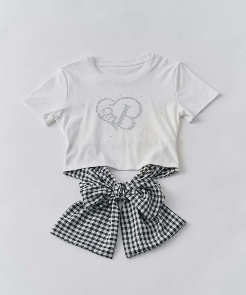 Belle Charme(ベルシャルム)の「【Belle Charme】Back Ribbon Glitter Logo Tee(Tシャツ/カットソー・レディース・オフホワイト/ピンク/ブラック・FREE)」の7枚目の写真