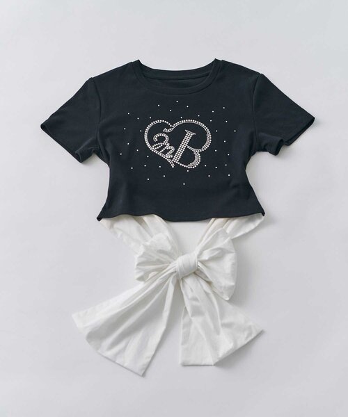 Belle Charme(ベルシャルム)の「【Belle Charme】Back Ribbon Glitter Logo Tee(Tシャツ/カットソー・レディース・オフホワイト/ピンク/ブラック・FREE)」の12枚目の写真
