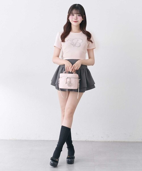 Belle Charme(ベルシャルム)の「【Belle Charme】Back Ribbon Glitter Logo Tee(Tシャツ/カットソー・レディース・オフホワイト/ピンク/ブラック・FREE)」の13枚目の写真