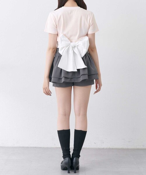 Belle Charme(ベルシャルム)の「【Belle Charme】Back Ribbon Glitter Logo Tee(Tシャツ/カットソー・レディース・オフホワイト/ピンク/ブラック・FREE)」の17枚目の写真
