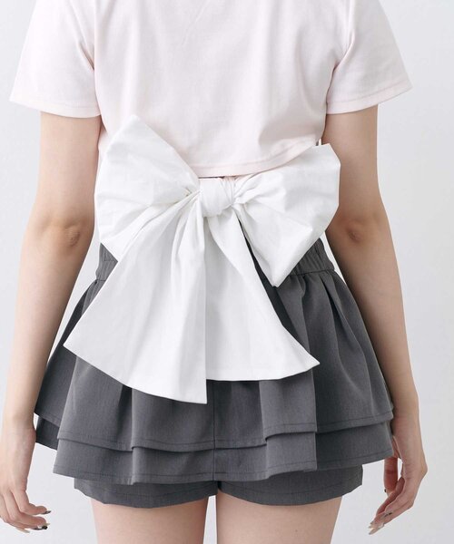 Belle Charme(ベルシャルム)の「【Belle Charme】Back Ribbon Glitter Logo Tee(Tシャツ/カットソー・レディース・オフホワイト/ピンク/ブラック・FREE)」の18枚目の写真