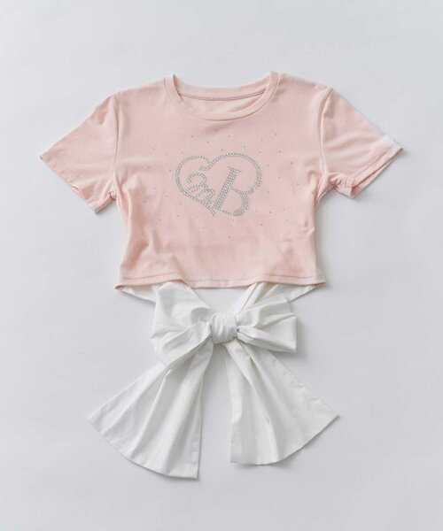 Belle Charme(ベルシャルム)の「【Belle Charme】Back Ribbon Glitter Logo Tee(Tシャツ/カットソー・レディース・オフホワイト/ピンク/ブラック・FREE)」の20枚目の写真