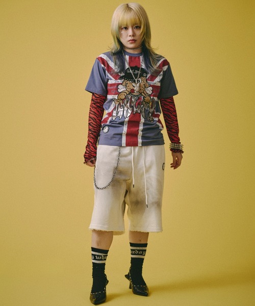 GALFY(ガルフィー)の「【GALFY】UKギャル男TEE / 【ガルフィー】グラフィック半袖Tシャツ(Tシャツ/カットソー・メンズ・ホワイト/ブラック×グレー/ブラック×レッド/ネイビー・L/XL)」の5枚目の写真