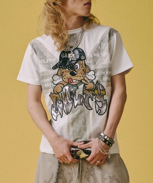 GALFY(ガルフィー)の「【GALFY】UKギャル男TEE / 【ガルフィー】グラフィック半袖Tシャツ(Tシャツ/カットソー・メンズ・ホワイト/ブラック×グレー/ブラック×レッド/ネイビー・L/XL)」の9枚目の写真