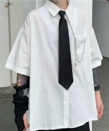 SHIBUYA Zy.（シブヤジー）の「Dark link tie チェーン付きネクタイシャツ（シャツ/ブラウス）」