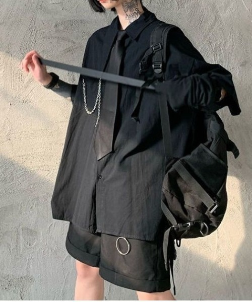 SHIBUYA Zy.(シブヤジー)の「Dark link tie チェーン付きネクタイシャツ(シャツ/ブラウス・メンズ・ホワイト/ブラック・XL/L/M)」の7枚目の写真