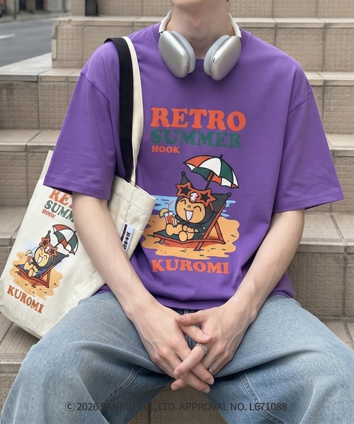 HOOK(フック)の「HOOK -original- サンリオキャラクターズ コラボ プリントTシャツ(Tシャツ/カットソー・メンズ・パープル/ホワイト・L/M/S)」の1枚目の写真