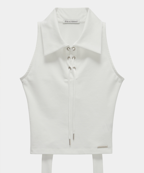 ETRE AU SOMMET(エトレオソメ)の「Halter Back Circle Corset Collar Sleeve (White)(Tシャツ/カットソー・レディース・ホワイト・FREE)」の7枚目の写真