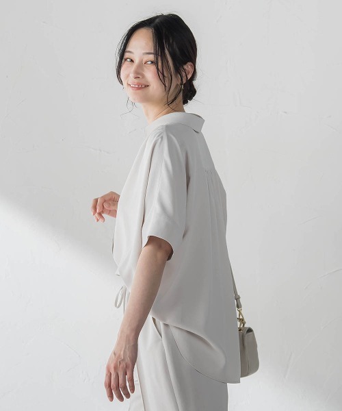 LAUTREAMONT(ロートレアモン)の「【涼・美・楽】スキッパーブラウス(シャツ/ブラウス・レディース・ブラック/ベージュ/ブラウン/ダークネイビー・9号)」の13枚目の写真