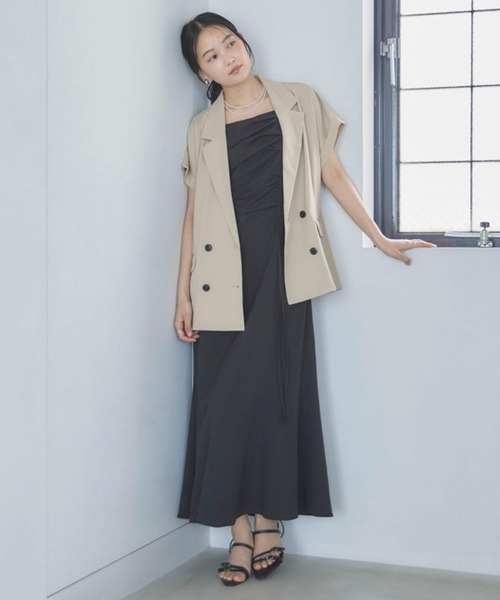 archives(アルシーヴ)の「【ONかわ】ウォッシャブルタックドロストキャミワンピース(ワンピース・レディース・チャコールグレー/ブラック・MEDIUM)」の15枚目の写真
