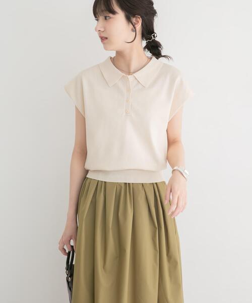 ITEMS URBANRESEARCH(アイテムズ アーバンリサーチ)の「『洗濯可』ポロニットドッキングワンピース(ワンピース・レディース・ブラック/オフホワイト/ブラウン・FREE)」の4枚目の写真
