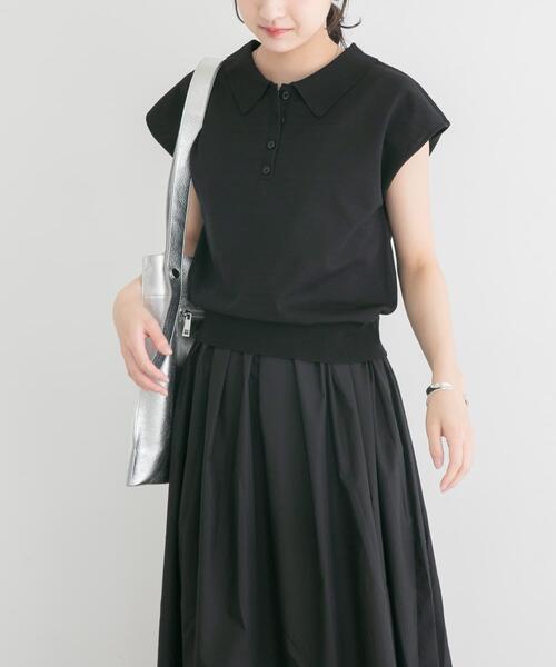 ITEMS URBANRESEARCH(アイテムズ アーバンリサーチ)の「『洗濯可』ポロニットドッキングワンピース(ワンピース・レディース・ブラック/オフホワイト/ブラウン・FREE)」の12枚目の写真