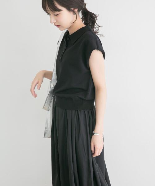 ITEMS URBANRESEARCH(アイテムズ アーバンリサーチ)の「『洗濯可』ポロニットドッキングワンピース(ワンピース・レディース・ブラック/オフホワイト/ブラウン・FREE)」の14枚目の写真