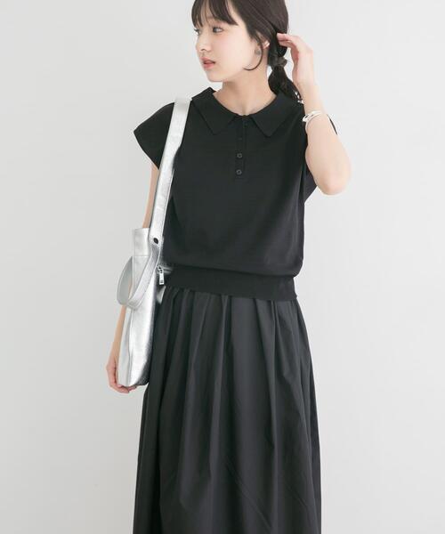 ITEMS URBANRESEARCH(アイテムズ アーバンリサーチ)の「『洗濯可』ポロニットドッキングワンピース(ワンピース・レディース・ブラック/オフホワイト/ブラウン・FREE)」の15枚目の写真