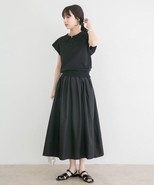 ITEMS URBANRESEARCH(アイテムズ アーバンリサーチ)の「『洗濯可』ポロニットドッキングワンピース(ワンピース・レディース・ブラック/オフホワイト/ブラウン・FREE)」の16枚目の写真