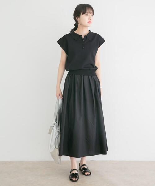 ITEMS URBANRESEARCH(アイテムズ アーバンリサーチ)の「『洗濯可』ポロニットドッキングワンピース(ワンピース・レディース・ブラック/オフホワイト/ブラウン・FREE)」の17枚目の写真