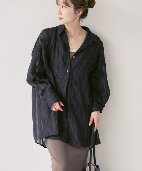 PROVOKE (プロヴォーク)の「《NOBLE別注》PROVOKE/プロヴォーク sheer check big SH(シャツ/ブラウス・レディース・ホワイト/ブラック・FREE)」の8枚目の写真