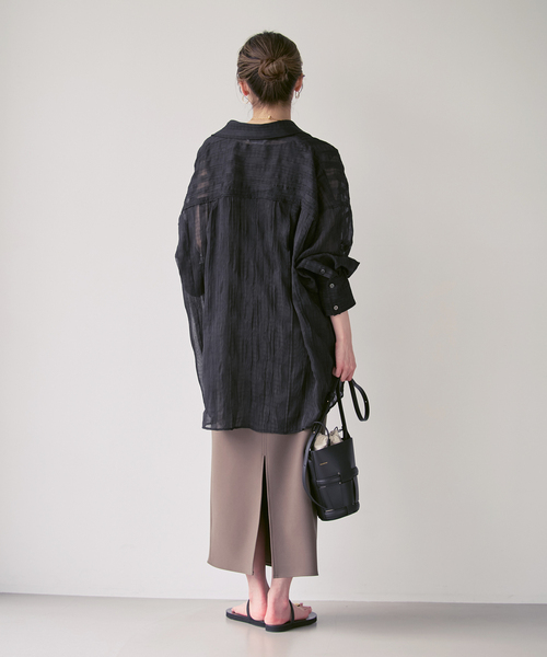 PROVOKE (プロヴォーク)の「《NOBLE別注》PROVOKE/プロヴォーク sheer check big SH(シャツ/ブラウス・レディース・ホワイト/ブラック・FREE)」の13枚目の写真