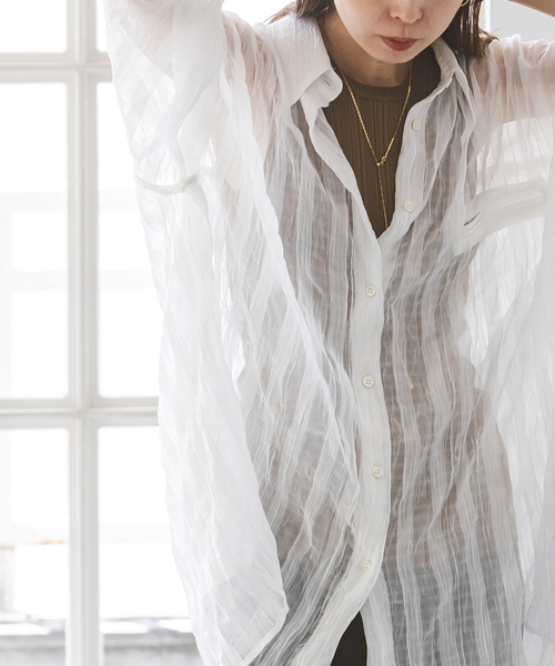 PROVOKE (プロヴォーク)の「《NOBLE別注》PROVOKE/プロヴォーク sheer check big SH(シャツ/ブラウス・レディース・ホワイト/ブラック・FREE)」の15枚目の写真